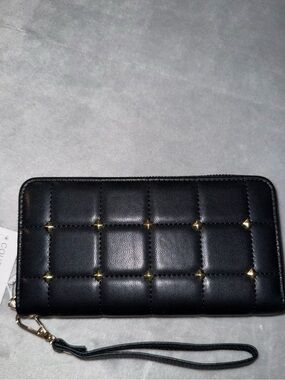 COUTURE GEMS Quilted Zip Continental Wallet w/Studs - NWT